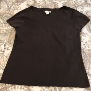 Ann Taylor loft brown stretchy V-neck T-shirt